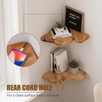 Corner Floating Shelf Set of 2, Solid Cedar Wood 10.86 x 11.5 inches Floating Corner Shelves for Bedroom, Living Room, Bathroom, Kitchen