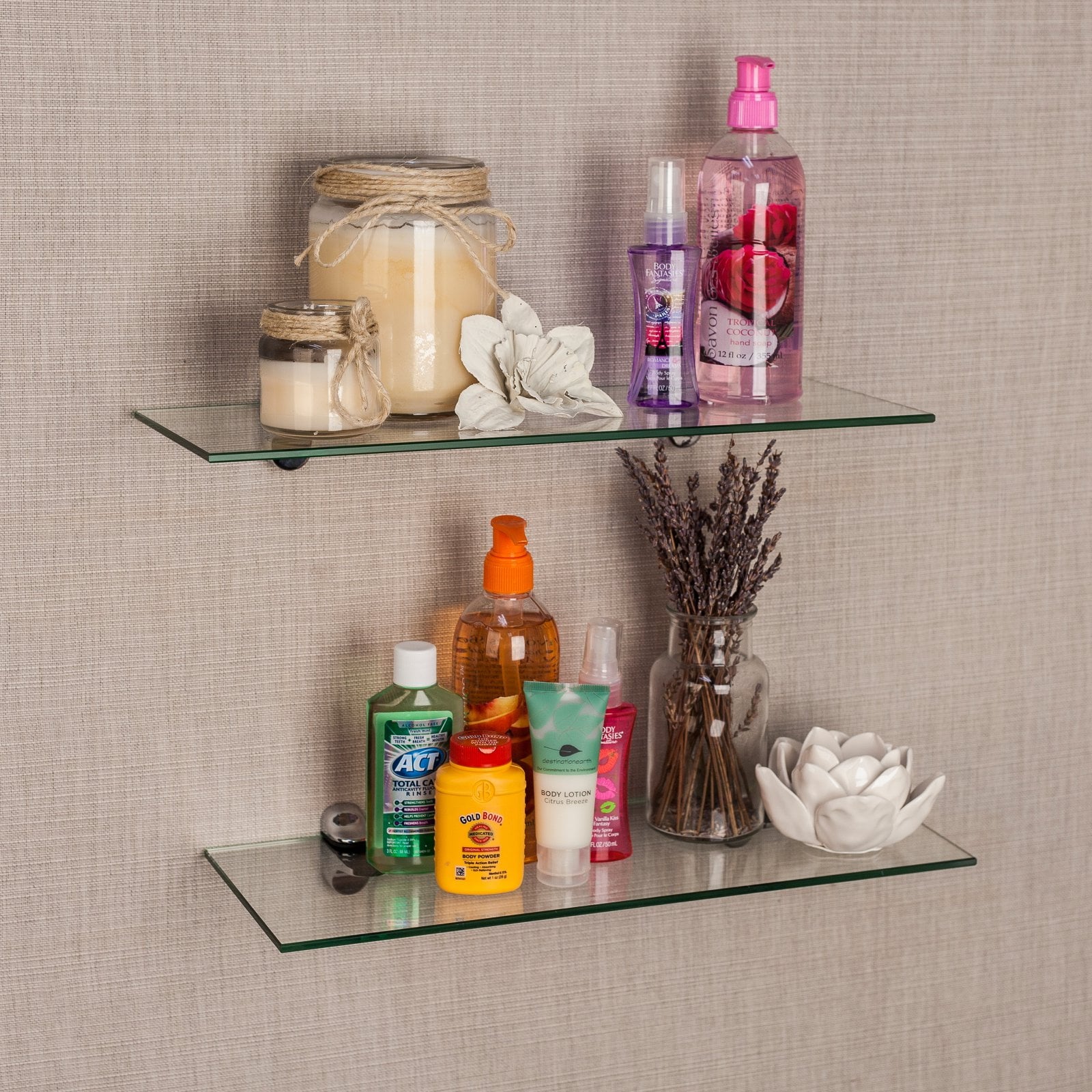 Danya B Glass Floating Shelves - Set of 2