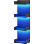 HOOBRO Vertical 4-Tier LED Floating Wall Shelves, Black
