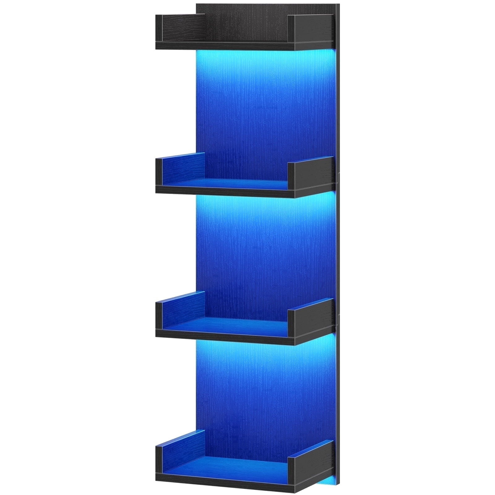HOOBRO Vertical 4-Tier LED Floating Wall Shelves, Black