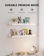 Nursery Book Shelves, 4-Pack White Floating Shelves for Wall Kids, Scalloped Shelves, Wall Book Shelves for Bedroom Kids, Toddler Room, Baby Room, Nursery Decor