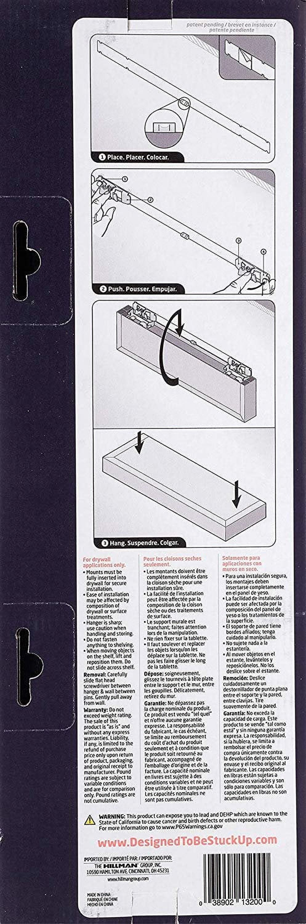 "HIGH & MIGHTY 515602, Tool Free Floating Shelf, 15 LB Limit, 18", Black"