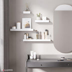 Ballucci Modern Floating Shelves, Set of 4 Wood Wall Mount Shelves, White
