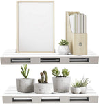 Sorbus Two Wood Floating Shelves - Rustic Farmhouse Floating Shelf Set for Home Décor (2-Pack, Grey)