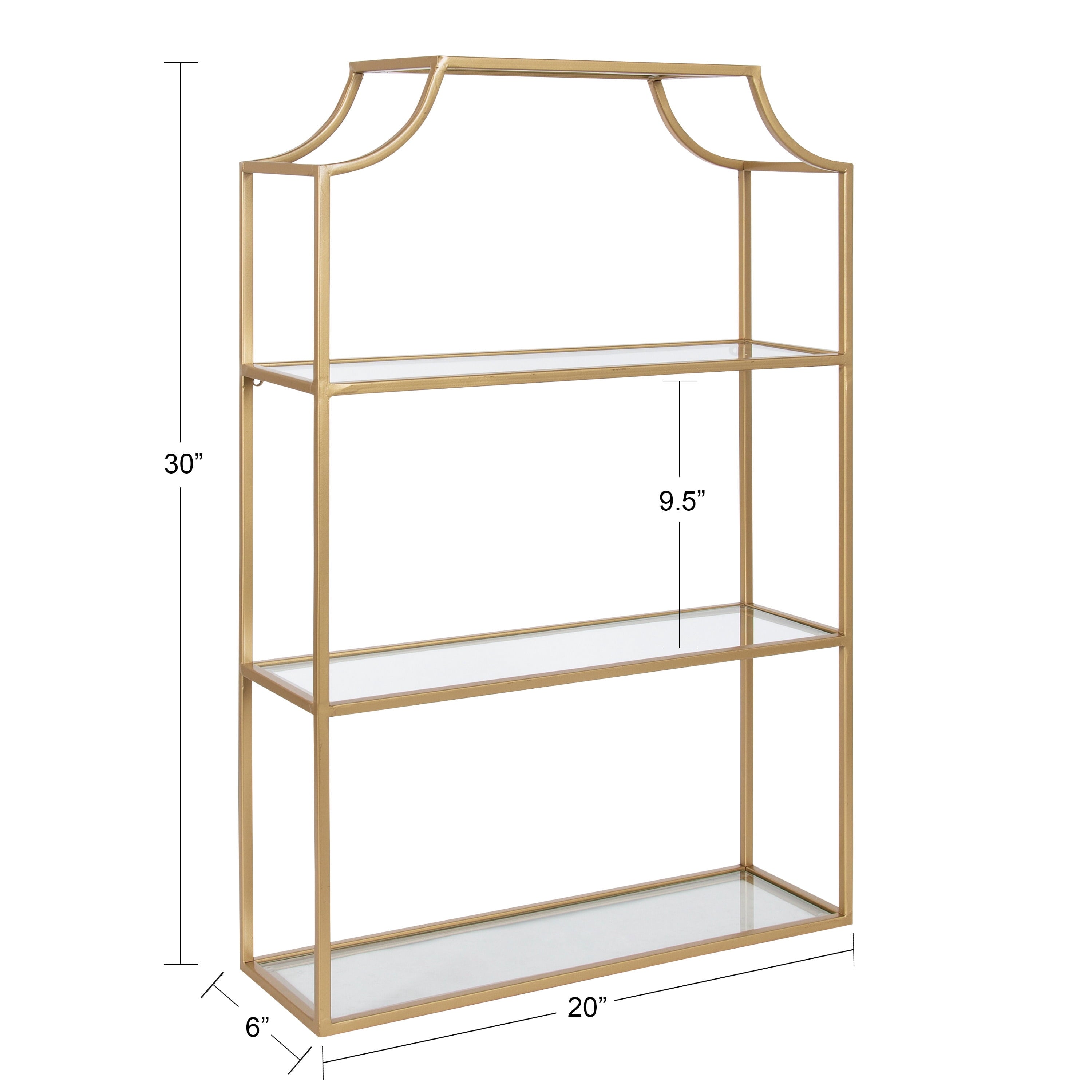 Kate and Laurel Ciel Glam 3-Tier Scalloped Wall Shelf - Gold