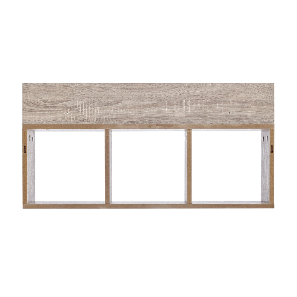 Danya B. Modern 3 Cube Floating Wall Shelf with Display Ledge - Easy to Hang Wall Mounted Triple Cubby Shelf - Oak