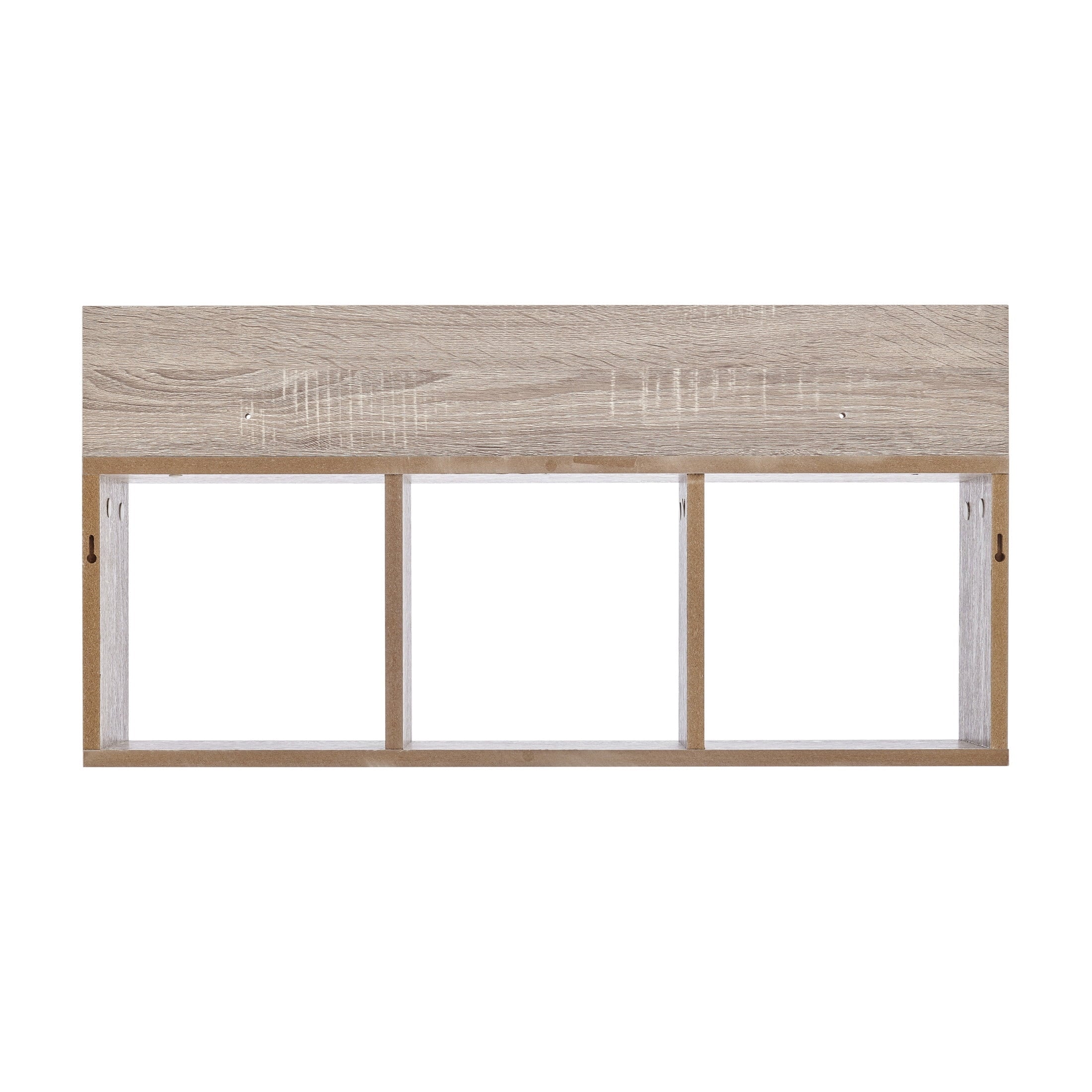 Danya B. Modern 3 Cube Floating Wall Shelf with Display Ledge - Easy to Hang Wall Mounted Triple Cubby Shelf - Oak