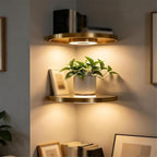 Floating Wall Shelf with Built-in Ambient LED Light, LED Metallic Texture Floating Shelves, Invisible Bracket Hanging Display Rack for Home, Bedroom, Living Room Decor ,3pcs