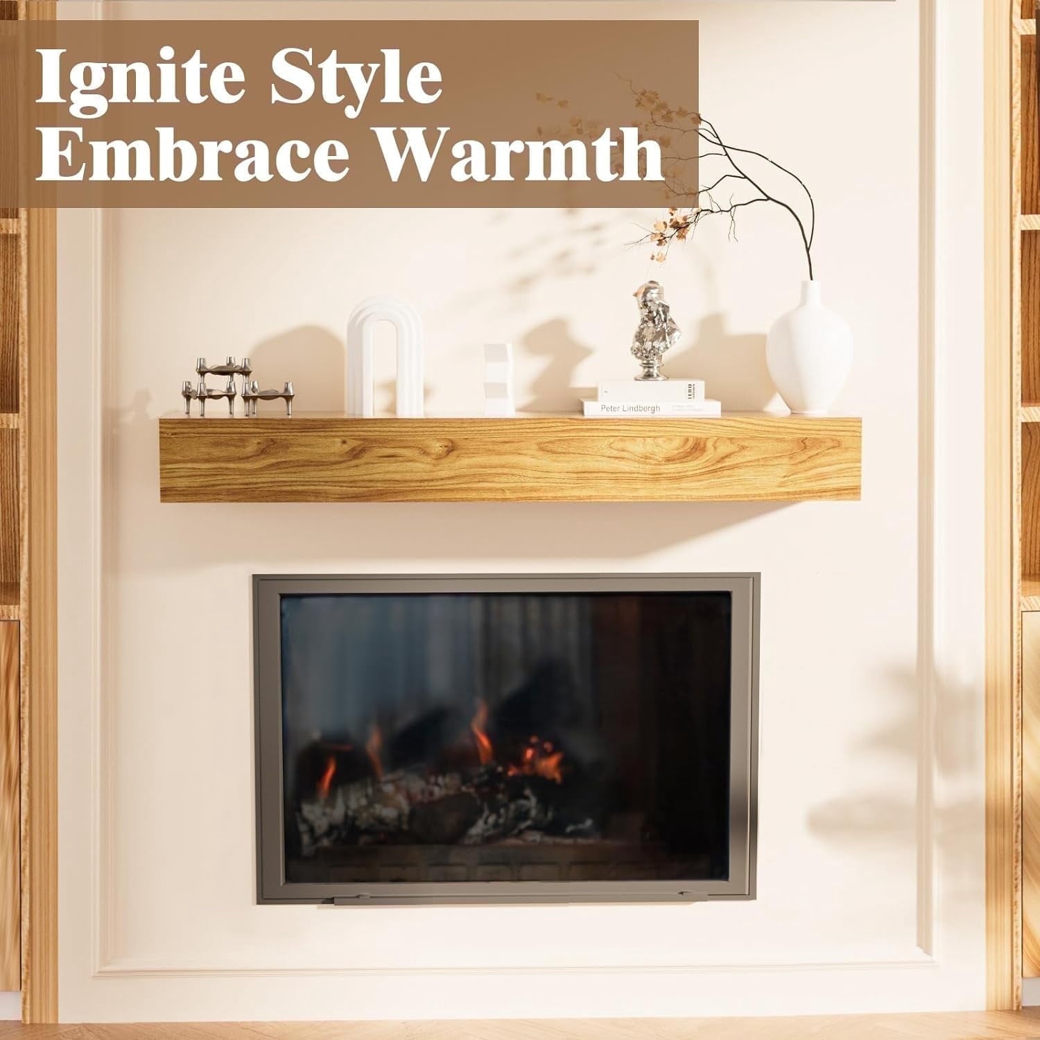 Woodty Eco 60 in x 5 in Pine Natural Farmhouse Fireplace Mantel