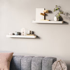Ballucci Modern 24" Floating Shelves, Set of 2 Wood Wall Mount Shelves, White