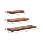 Mango Wood Floating Shelves for Living Room Decor - Modern Wall Display for Entryway - Storage Shelves for Bedroom - Set of 3, 18", Brown