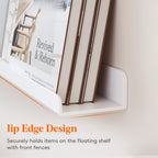 Floating Nursery Book Shelves for Wall Set of 4, 36 inch White Long Kids Bookshelf, Kids Room Bedroom Study Storage Display Organizer Decor
