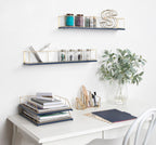 Kate and Laurel Benbrook 24 inch 2-Pack Wood and Metal Floating Wall Shelves, Blue and Gold