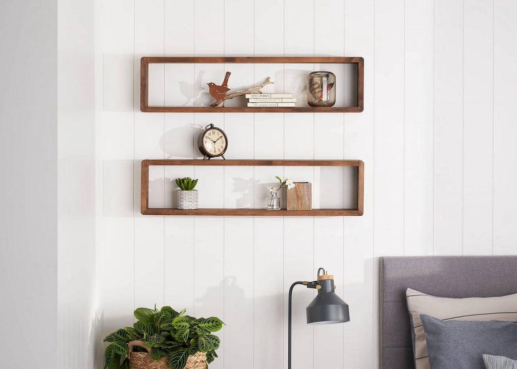 DRAKESTONE Stackable Floating Box Shelf, 2-Pack - Walnut