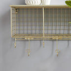Linon Four Cubby Metal Wall Shelf in Gold