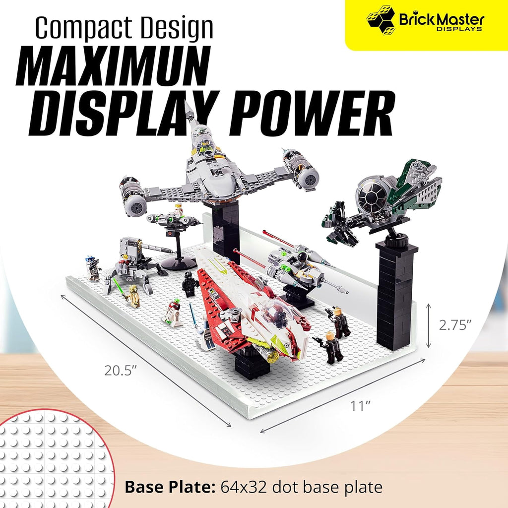 Brickmaster Displays - XL Shelves Floating Shelves for Building Block Display - Compatible as a Lego Display Shelf - Floating Shelves for Wall - Works with Major Building Blocks - Black, 2-Pack