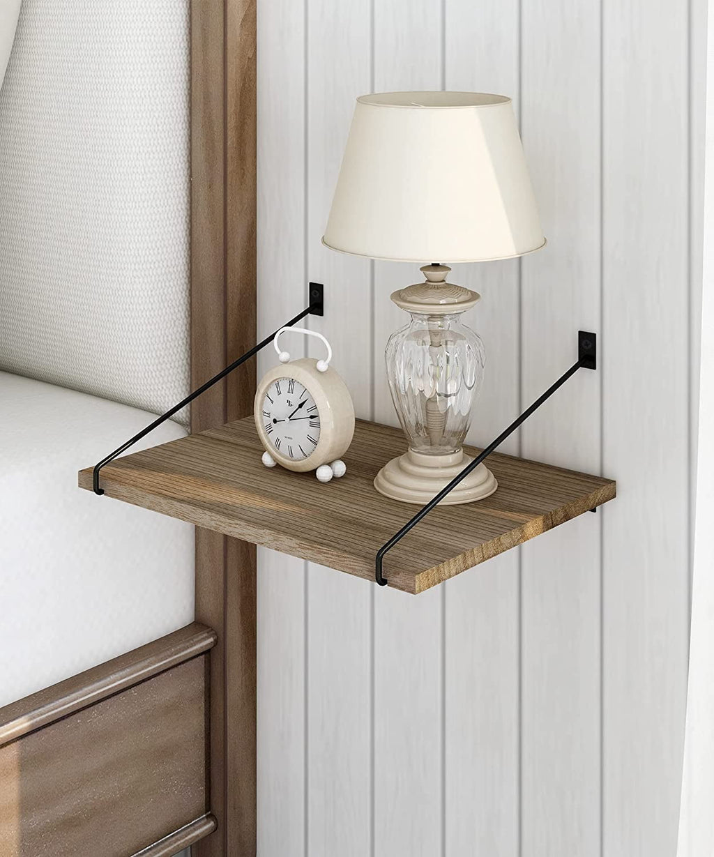 Afuly Deep Floating Shelves  Wall Shelf , Rustic Wood Wall Mounted Shelves 12 inch Large Hanging Shelves for Bathroom, Living Room,  Bedroom, Kitchen, Set of 2