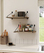 Afuly Deep Floating Shelves  Wall Shelf , Rustic Wood Wall Mounted Shelves 12 inch Large Hanging Shelves for Bathroom, Living Room,  Bedroom, Kitchen, Set of 2