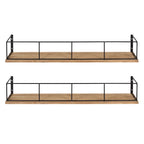 Kate and Laurel Benbrook 24 inch 2-Pack Wood and Metal Floating Wall Shelves, Rustic Brown and Black