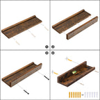 HOOBRO Set of 3 35.4-Inch Floating Wall Shelves with Raised Edge & Invisible Brackets, Rustic Brown