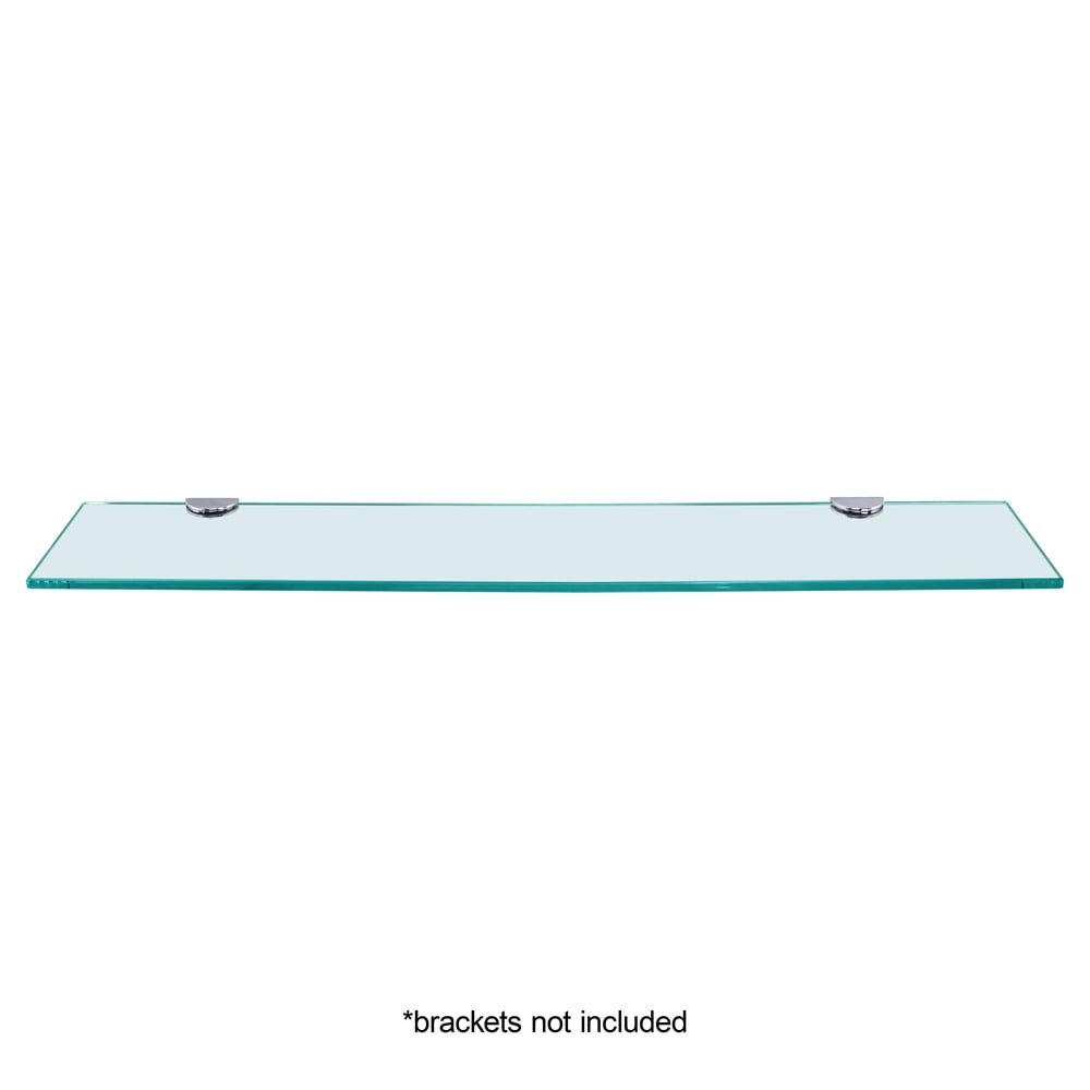 Dulles Glass 6x33" Floating Glass Shelf, 3/8" Tempered, Flat Polish, Shelf Only, Bathroom
