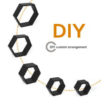 Hexagon Floating Shelves 5 Different Sizes Honeycomb Shelves for Wall, Black