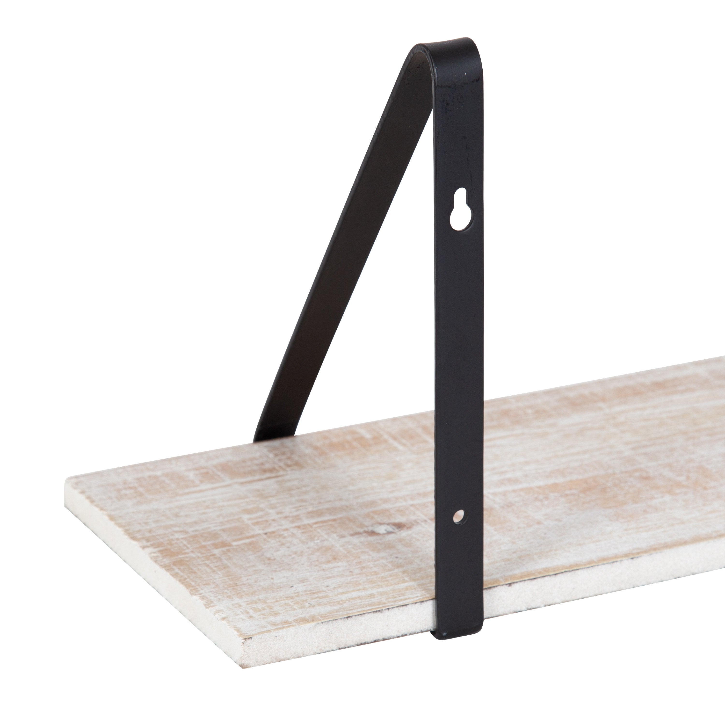Kate and Laurel Soloman Wooden Floating Wall Shelves, Set of 2, White and Black, Decorative and Functional Floating Shelf for Storage and Display on Wall