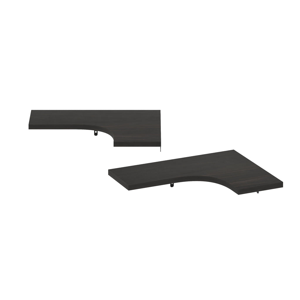 Furinno Rossi Wall Mounted Corner L-Shape Floating Display Shelves, Espresso, Set of 2