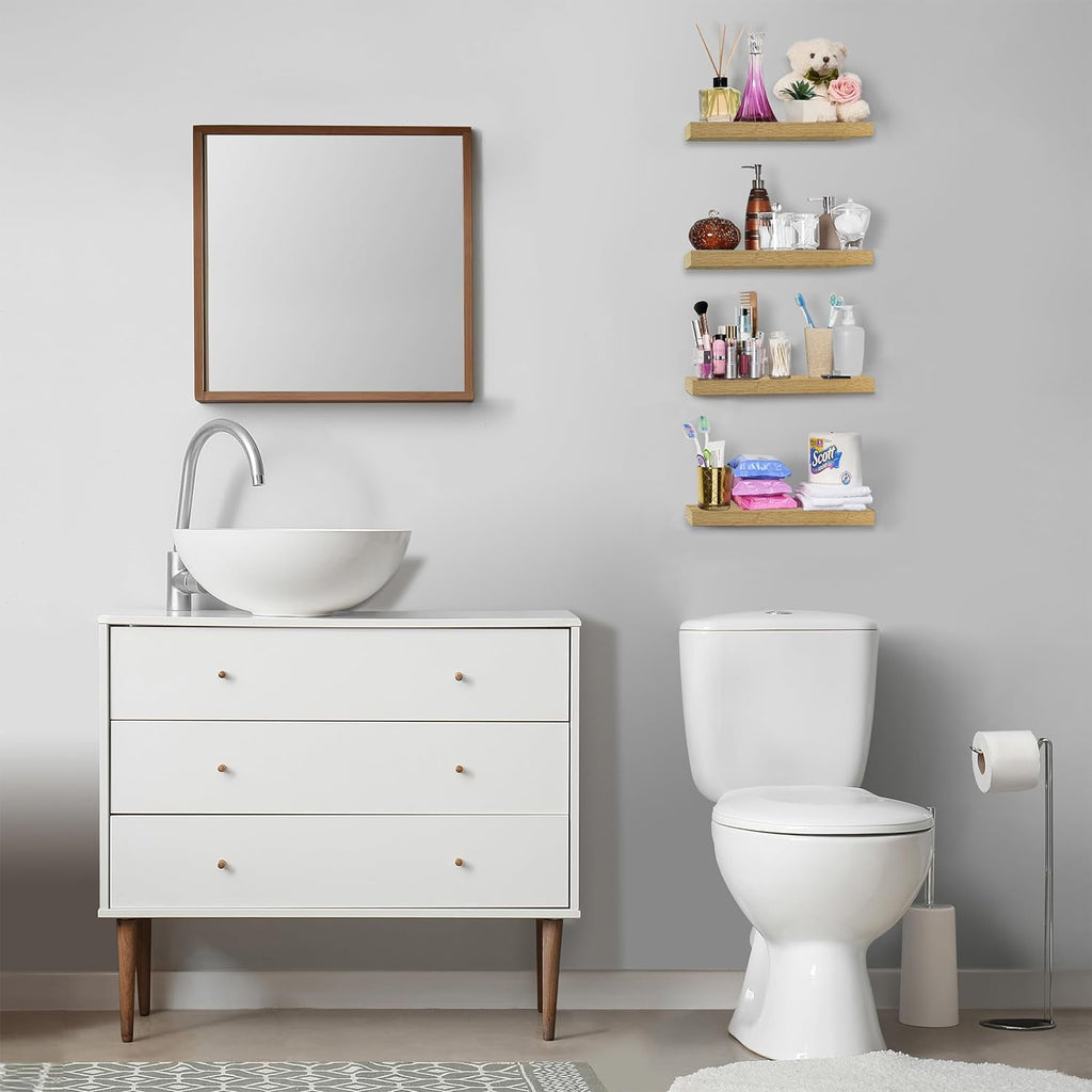 Sorbus Floating Shelves, Wall Shelves for Bedroom, Kitchen, Living Room, Bathroom Shelves Over The Toilet (4-Pack)