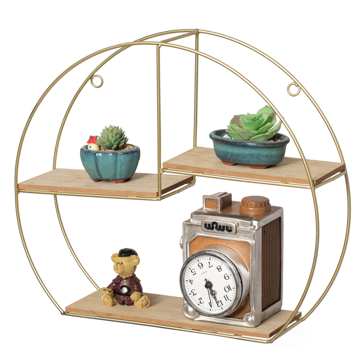Vintiquewise 4-Tier Floating Circular Silhouette Wall Shelf - Metal Wall-Mounted Display Shelf, Multi-Functional Wall Storage - Perfect for Entryway, Bathroom, Bedroom, Living Room or Office, Gold