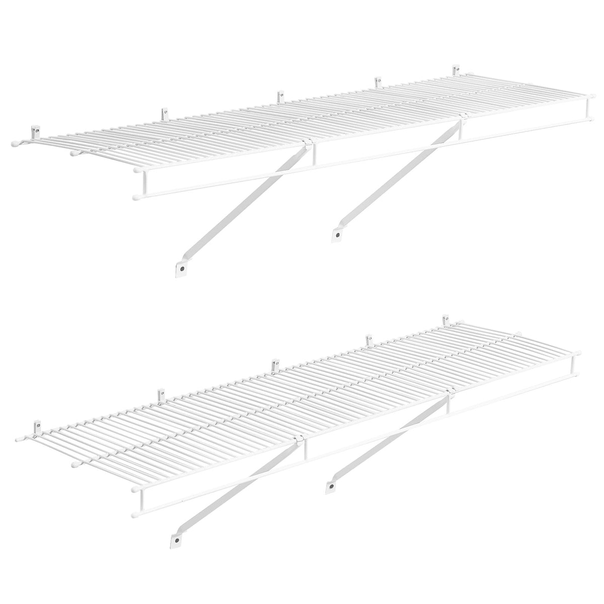 KFFKFF Wire Shelf Kit, 4 ft, Set of 2, Wall-Mounted Storage Shelves, Durable Carbon Steel Construction with Protective Coating, Floating Shelves for Closet, Bedroom, Living Room, Office, or Pantry
