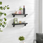 Danya B. Decorative 24" Floating Wall Décor Display Ledge Shelves – (Set of 2) - Black