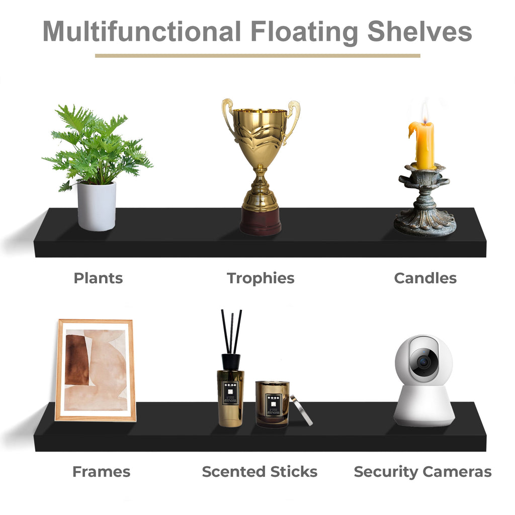 Sorbus Extra Long Floating Rectangle Shelves – 35" L x 9" D x 1.5" H Faux Wood Wall Shelves