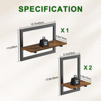 Housolution 3 Pack Floating Shelves for Wall Plant, Hanging Planter Shelf Holder for Indoor Plants, Space Saving Wall Mounted Decor for Living Room, Window, Apartment