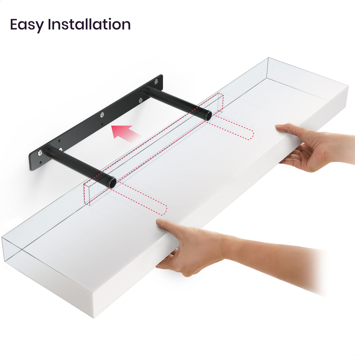 Ballucci 36" Floating Shelves, 2-Pack Wood Wall Shelf Set with Invisible Brackets, 6" Deep, White