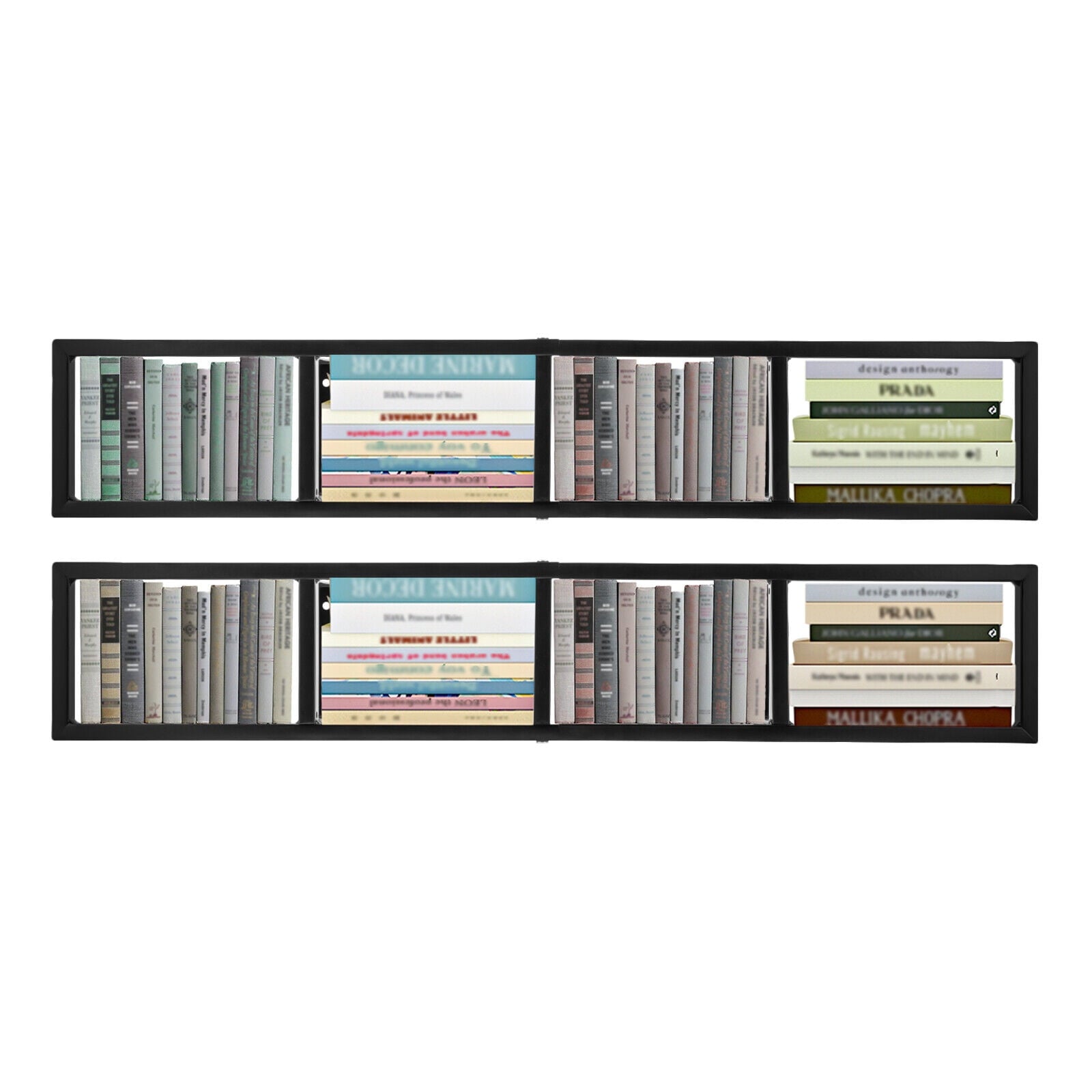 2x Floating Shelf Wall Mount CD DVD Rack Rectangular CD Rack Media Storage Organizer Shelves Large Black