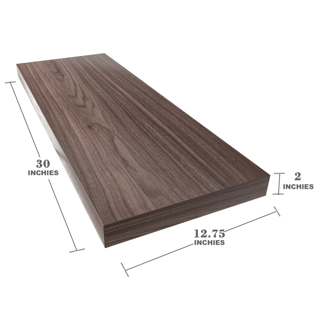 Dumekko Large Floating Shelves for Wall Set of 2 Wooden Wall Shelves 30 in x 12.75 in x 2 in Room Decor Long Shelf with Invisible Wall Mount Bracket for Bedroom, Kitchen, Living Room, Walnut