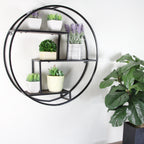 Admired By Nature 23 Inches Round wall-mounted Iron hanging storage floating shelves, Black