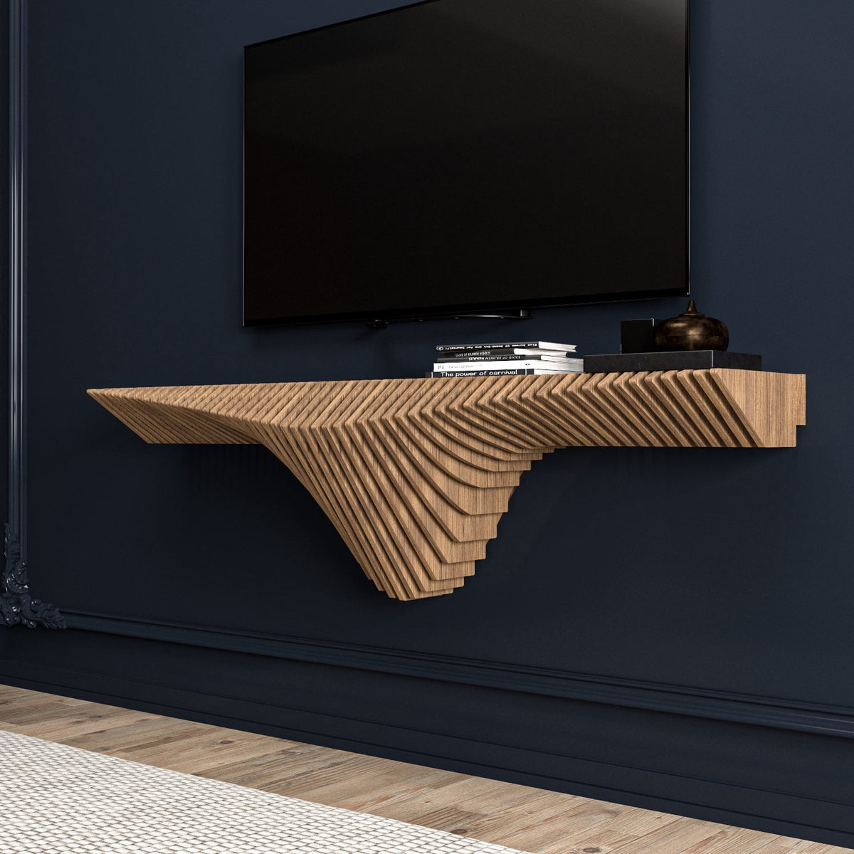 Batamex Parametric 50" Floating Shelf Modern Geometric 3D Wavy Wooden Wall Piece