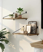Afuly Deep Floating Shelves  Wall Shelf , Rustic Wood Wall Mounted Shelves 12 inch Large Hanging Shelves for Bathroom, Living Room,  Bedroom, Kitchen, Set of 2