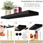 Sorbus Wall Mounted Floating Shelves for Wall Décor - Large 24 Inch, 4 Pack, Black