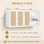 48 Inches Laundry Room Wall Cabinets Bathroom Cabinets Wall Mounted with Adjustable Shelves, Rattan Wall Cabinet for Bedroom, Kitchen, Bathroom