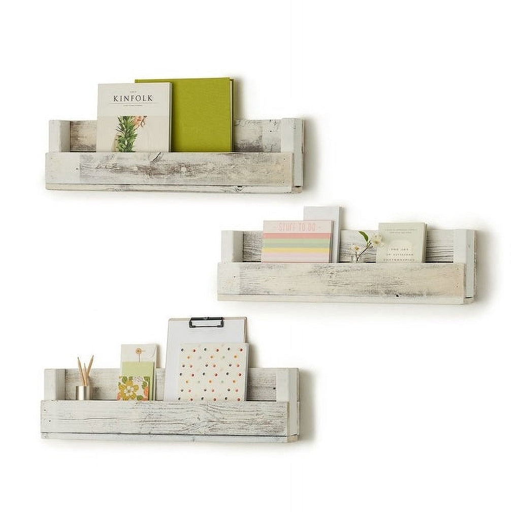 DRAKESTONE Floating Book + Display Shelf, 3-Pack - White Wash