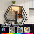 Floating Shelves with Lights, Led Shelves for Wall, Gaming Room Decor Display Shelf, Lighted Bar Shelves, Extra Hanging Hooks Storage, Sturdy Fast Assembly Great Weight Capacity