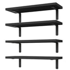 Set of 4 Bathroom Wall Shelf Rustic Wood Floating Shelves for Kitchen Living Room Bedroom, 16 Inch Black