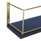 Kate and Laurel Benbrook 24 inch 2-Pack Wood and Metal Floating Wall Shelves, Blue and Gold