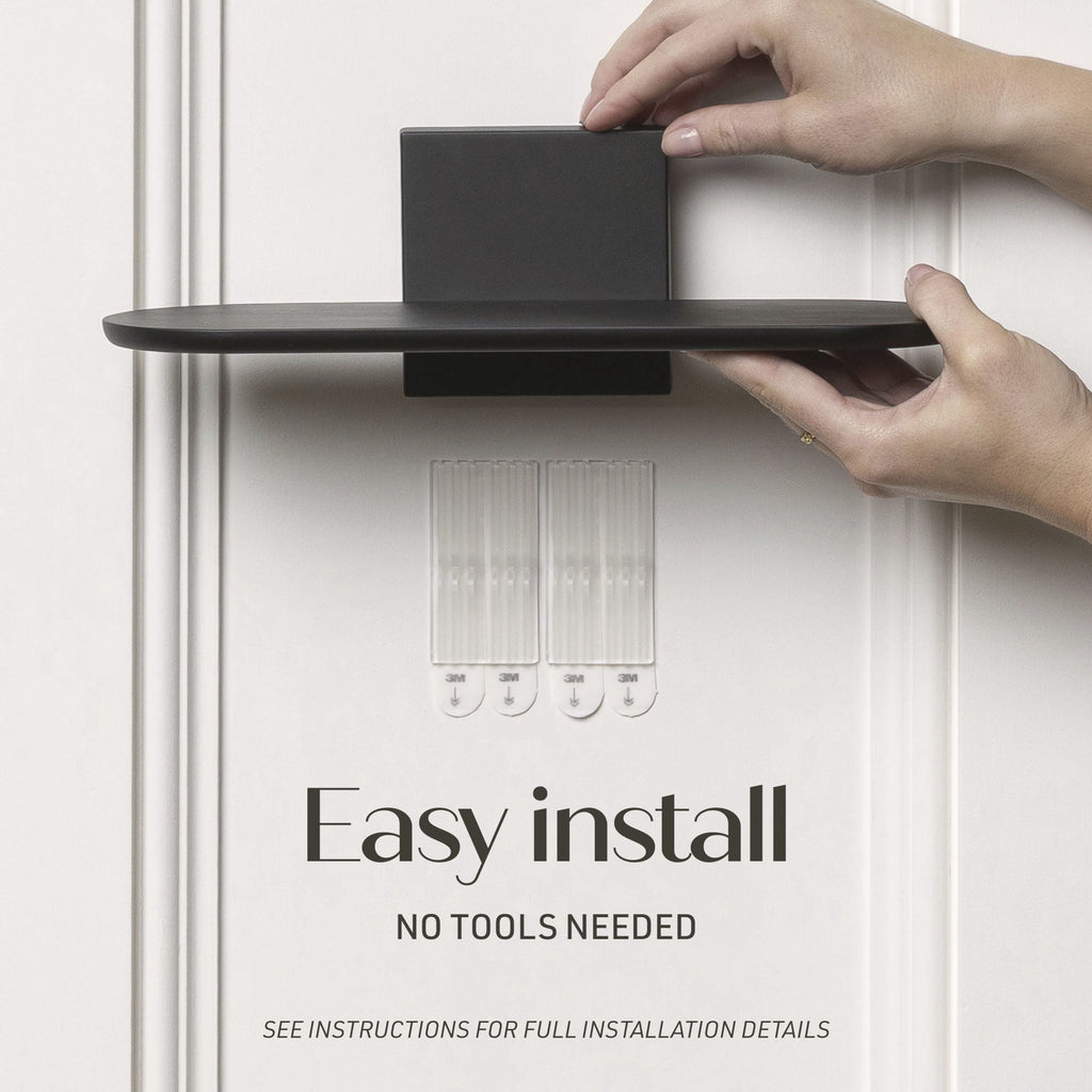 Command Decor Metal Wall Shelf, Matte Black, Holds 5 lbs, 1 Shelf, 8 Large Adhesive Strips