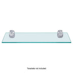 Dulles Glass 12x24" Floating Glass Shelf, 1/4" Tempered, Flat Polish, Shelf Only, Bathroom