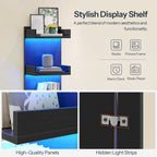 HOOBRO Vertical 4-Tier LED Floating Wall Shelves, Black
