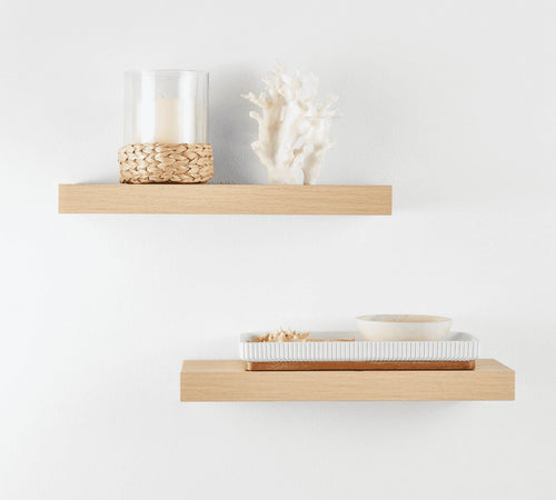 (4 pack) Mainstays Natural 16.5" Wood Floating Shelves, Set of 2